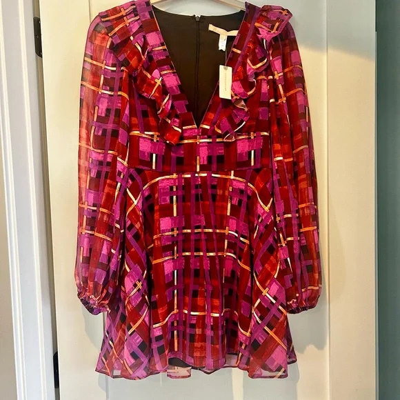 NWT Anthropologie hutch flowy romper size S v neck purple geometric - Picture 4 of 8